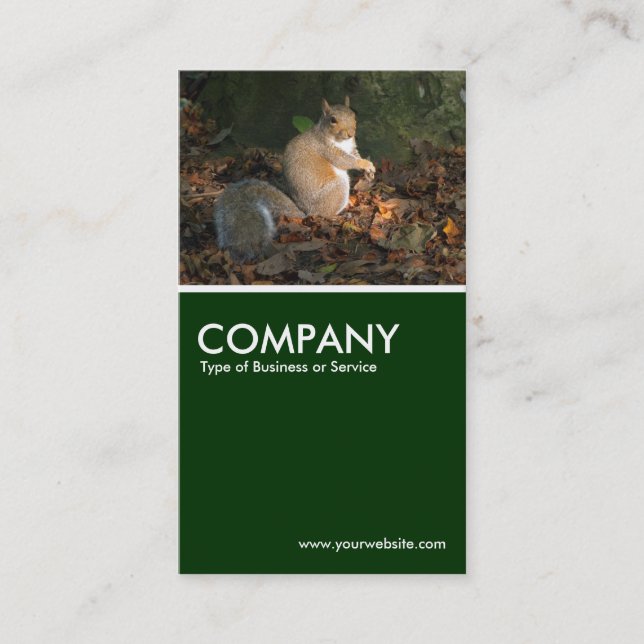 Grey Squirrel - Dark Green Business Card (Front)