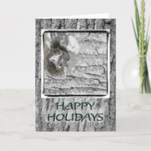 Grey Squirrel Happy Holidays Greeting Card