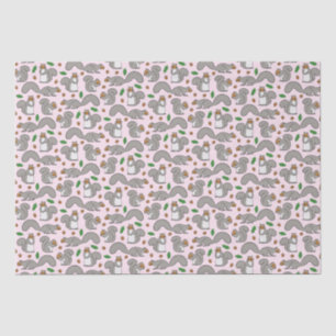 Grey Squirrels on Pink Tissue Paper