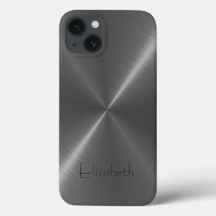 Grey Stainless Steel Metal iPhone 13 Case