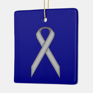 Grey Standard Ribbon by Kenneth Yoncich Ceramic Tree Decoration