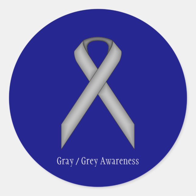 Grey Standard Ribbon by Kenneth Yoncich Classic Round Sticker (Front)