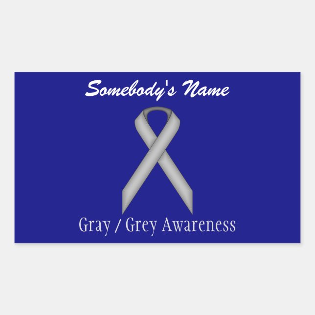 Grey Standard Ribbon by Kenneth Yoncich Rectangular Sticker (Front)