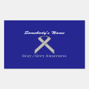 Grey Standard Ribbon by Kenneth Yoncich Rectangular Sticker