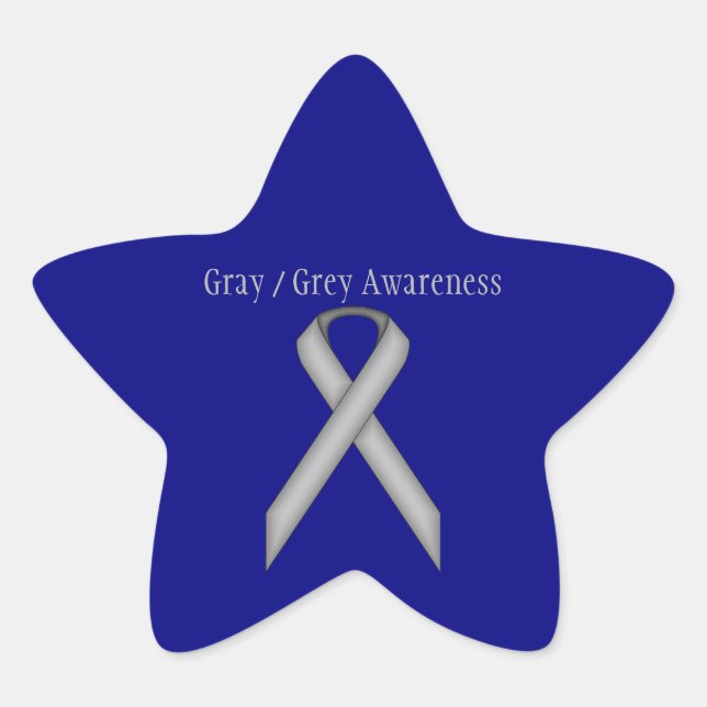 Grey Standard Ribbon by Kenneth Yoncich Star Sticker (Front)
