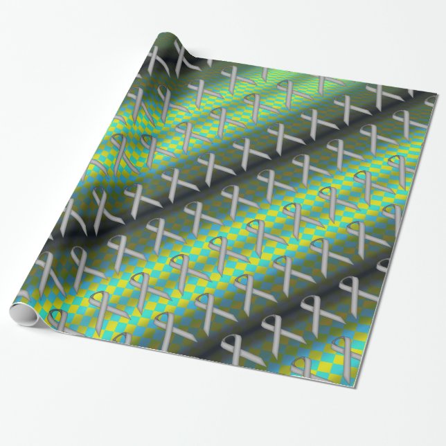Grey Standard Ribbon Pattern by Kenneth Yoncich Wrapping Paper (Unrolled)