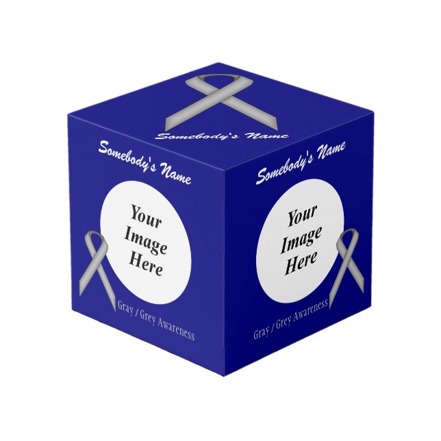 Grey Standard Ribbon Template by Kenneth Yoncich Cube (Front Angled)