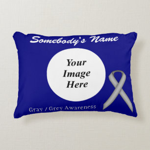 Grey Standard Ribbon Template by Kenneth Yoncich Decorative Cushion