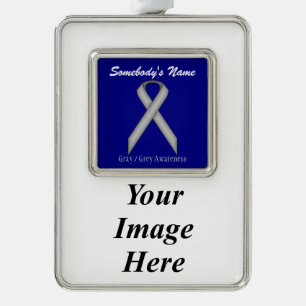 Grey Standard Ribbon Tmpl(V-I)by Kenneth Yoncich Silver Plated Framed Ornament