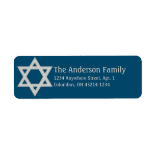 Grey Star of David Hanukkah Address Labels d1