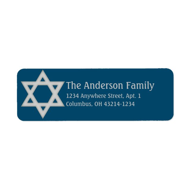 Grey Star of David Hanukkah Address Labels d1 (Front)
