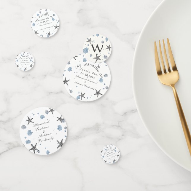 Grey Starfish Blue Beach Wedding  Confetti (Group)