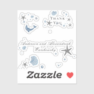 Grey Starfish Blue Shell Beach Wedding  