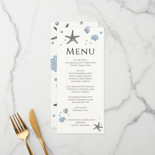 Grey Starfish  Blue Shells Beach Wedding menu