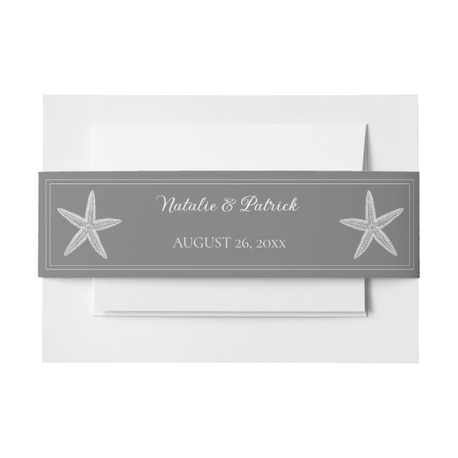 Grey Starfish Invitation Belly Band (Front Example)