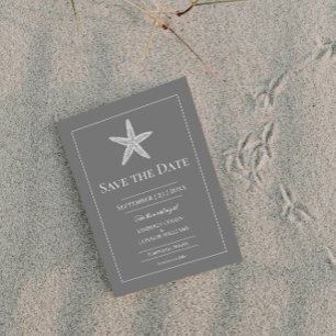 Grey Starfish Monogram Photo Save The Date