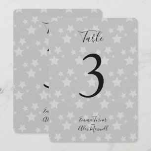 Grey Stars Background Table number cards
