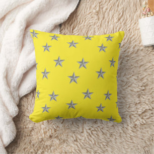 Grey stars on yellow cushion