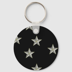 Grey stars pattern on black key ring