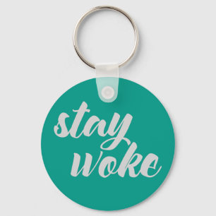 Grey Stay Woke Key Ring