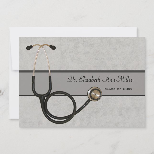 Grey Stethoscope - Graduation Party Invitation (Front)