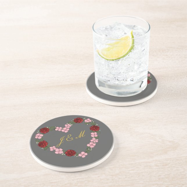 Grey stone coaster with flower crown (Side)