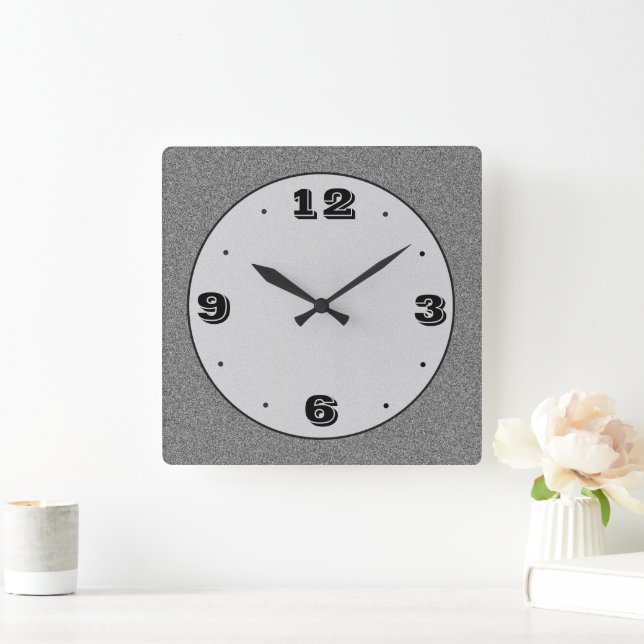 Grey Stone Effect with Black> Plain Clocks (Home)