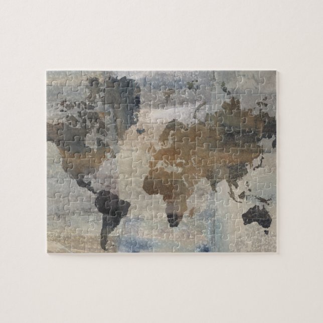 Grey Stone Map Of The World Jigsaw Puzzle (Horizontal)