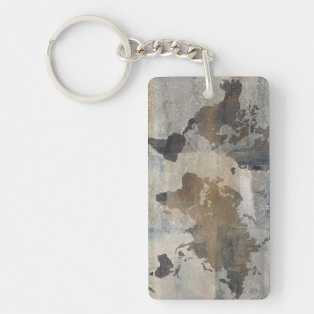 Grey Stone Map Of The World Key Ring (Front)
