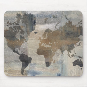 Grey Stone Map Of The World Mouse Pad