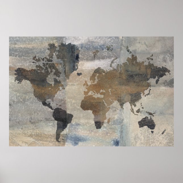 Grey Stone Map Of The World Poster (Front)