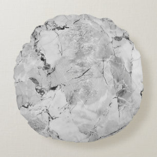 Grey Stone Mosaic Cascade Marble Texture All-Over Round Cushion