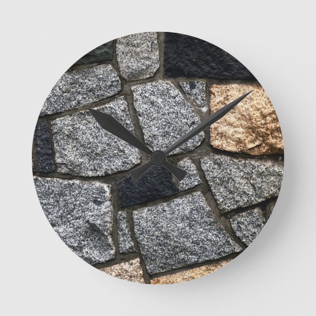 Grey Stone Textured Wall Round Clock (Front)