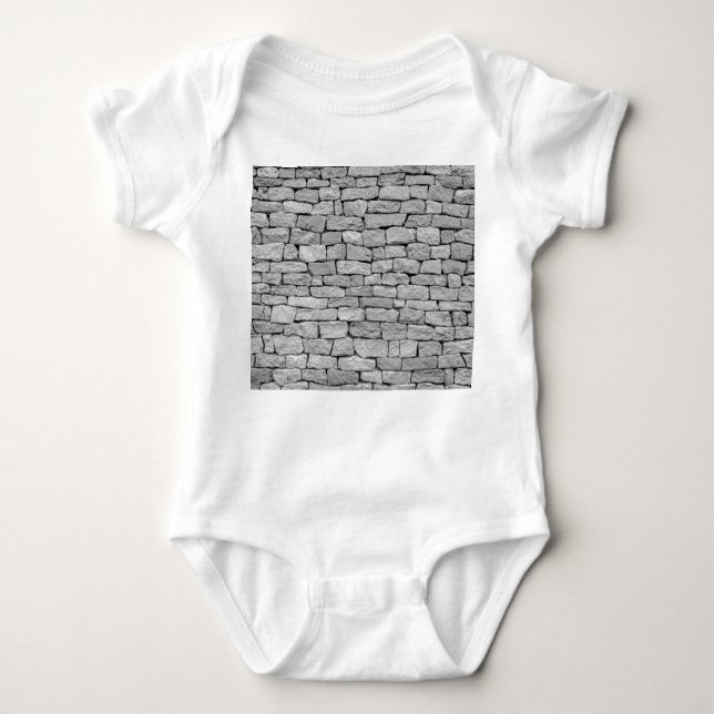 Grey stone wall, abstract background. baby bodysuit (Front)