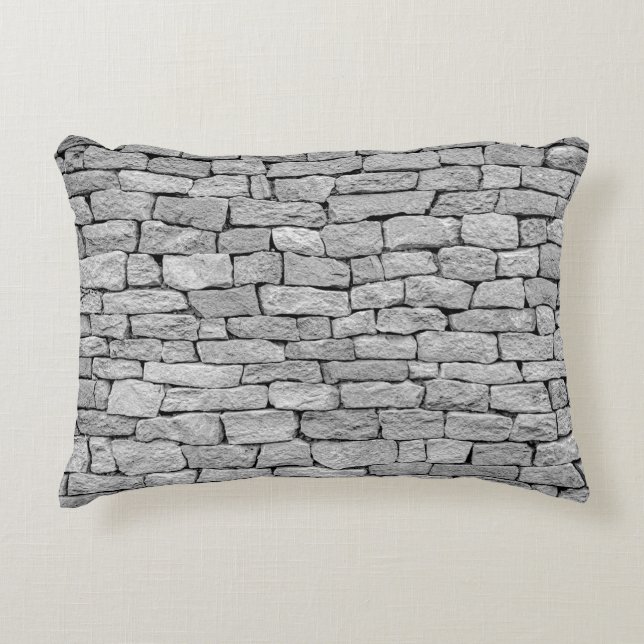 Grey stone wall, abstract background. decorative cushion (Front)