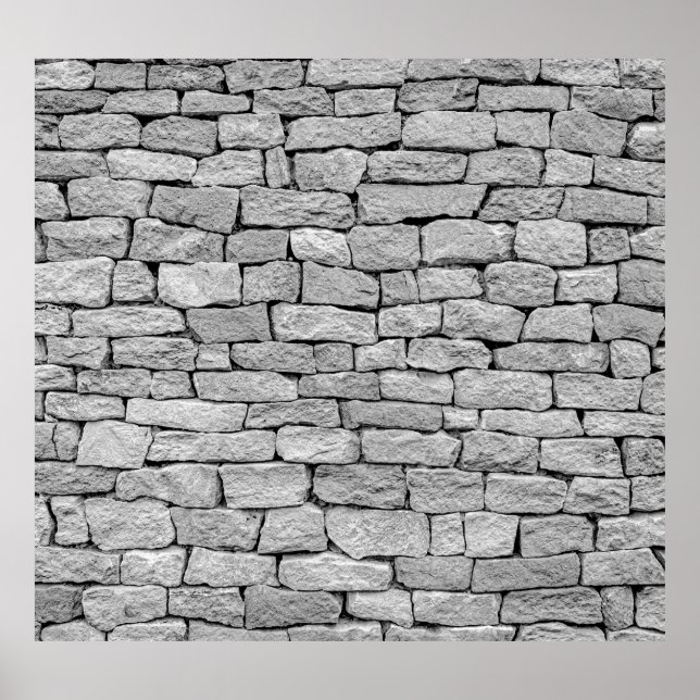 Grey stone wall, abstract background. poster (Front)