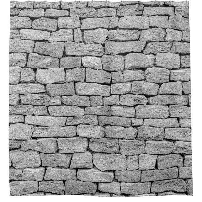 Grey stone wall as an abstract background. shower curtain (Front)