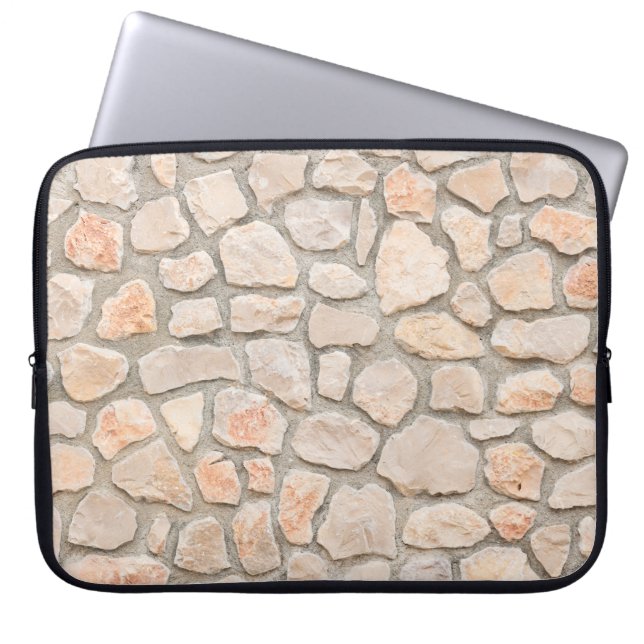 Grey stone wall background. stone, texture, wall,  laptop sleeve (Front)