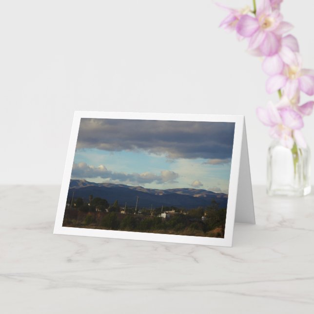 Grey Storm Cloud over Spanish Mountains Card (Orchid)