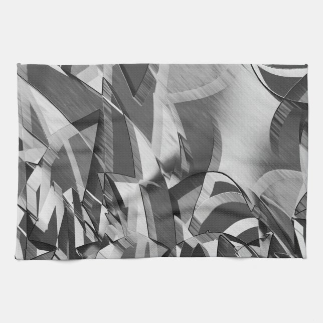 Grey streaks on some black, drizzled image tea towel (Horizontal)