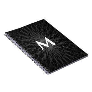 Grey string waves black monogram notebook