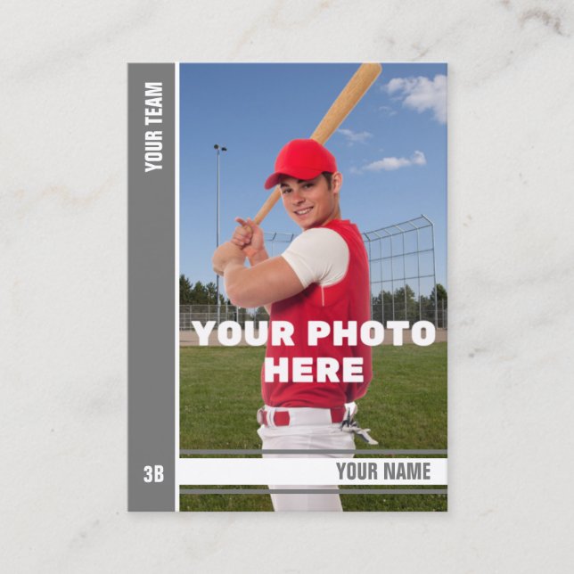 Grey Stripe Baseball Trading Card - Custom Stats (Front)