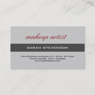Grey Stripe Modern Simple Plain Makeup Artist Business Card