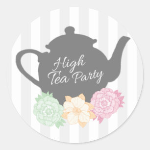 Grey Stripe & Teapot High Tea Sticker