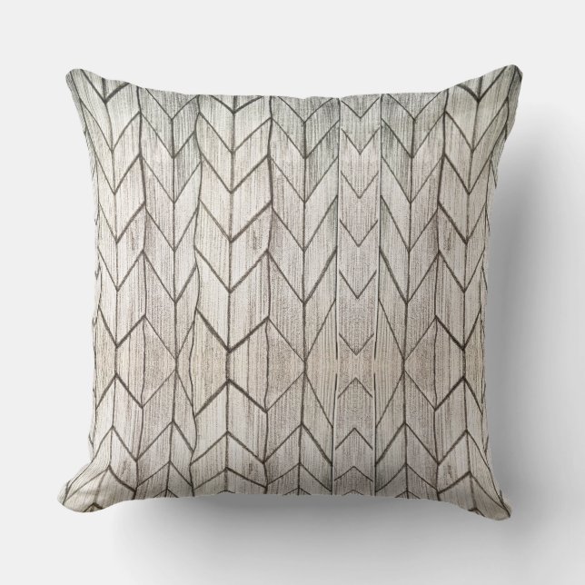 Grey Stripe Vintage Geometric Black and White Cushion (Front)