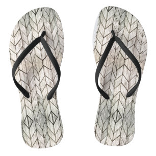 Grey Stripe Vintage Geometric Black and White Thongs