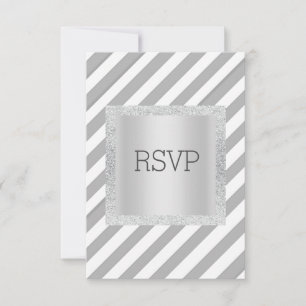 Grey stripe with silver glitter strip rsvp card