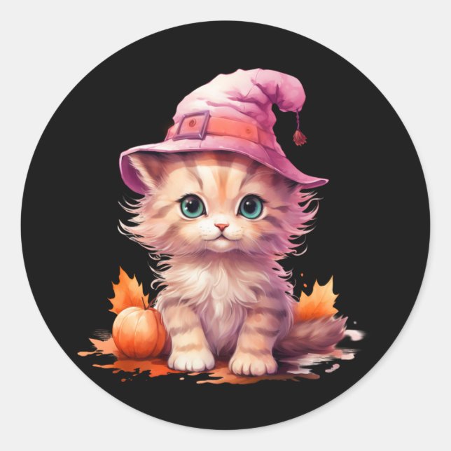 Grey Striped Cat in the Moonlight Stickers (Front)