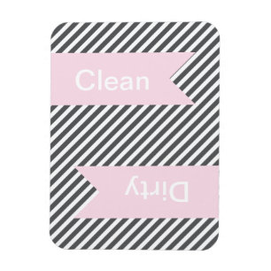 Grey Striped Clean - Dirty Dishwasher Magnets