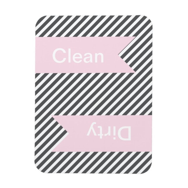 Grey Striped Clean - Dirty Dishwasher Magnets (Vertical)